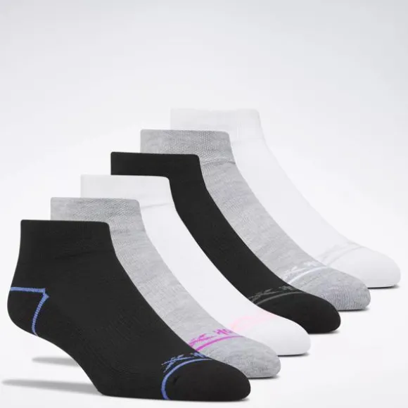 Socks^Reebok Basic Quarter Socks 6 Pairs Black/White/Grey