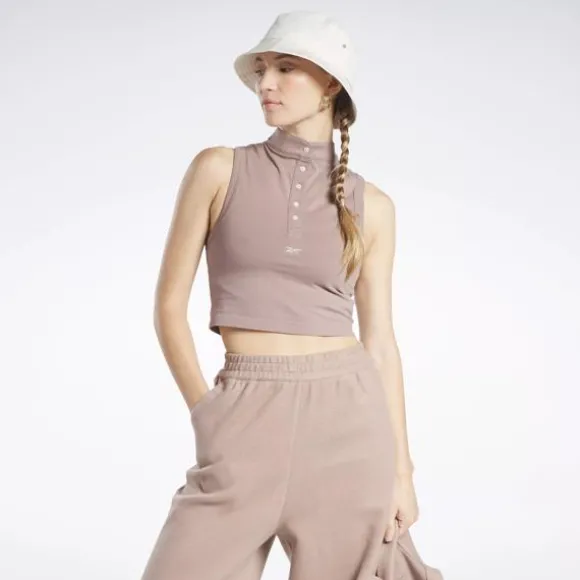 Tops & T-shirts^Reebok Classics Cropped Fitted Jersey Tank Top Taupe