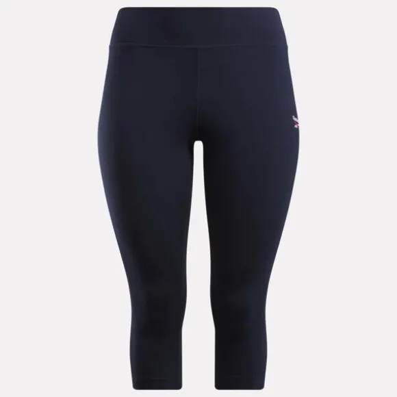 reebok_identity_small_logo_cotton_leggings_plus_size_3.webp Plus Size (1x-4x) | Leggings & Tights^Reebok Identity Small Logo Cotton Leggings (Plus Size) VectorNavy