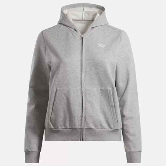 Hoodies & Sweatshirts^Reebok Identity Small Logo Fleece Full-Zip Sweatshirt (Plus Size) MediumGreyHeather