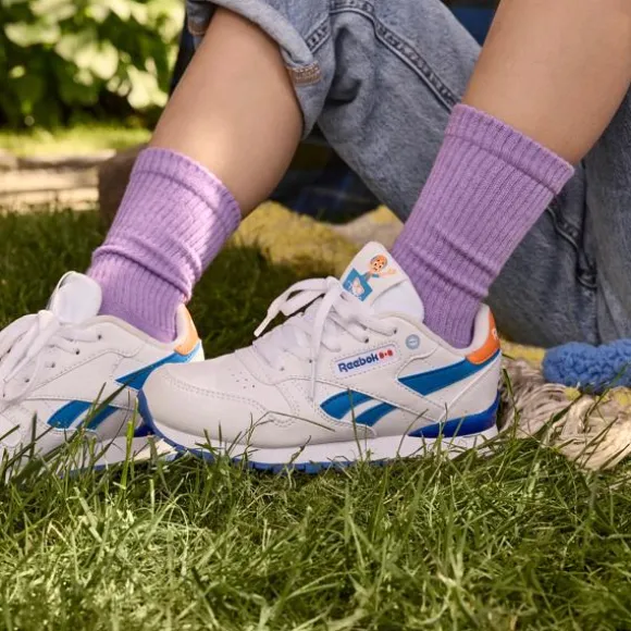 Little Kids' Shoes (sizes 10.5k-3) | Little Kids' Shoes (sizes 10.5k-3)^Reebok x Blippi Classic Leather Step 'N' Flash Shoes - Preschool White/Blue/Orange