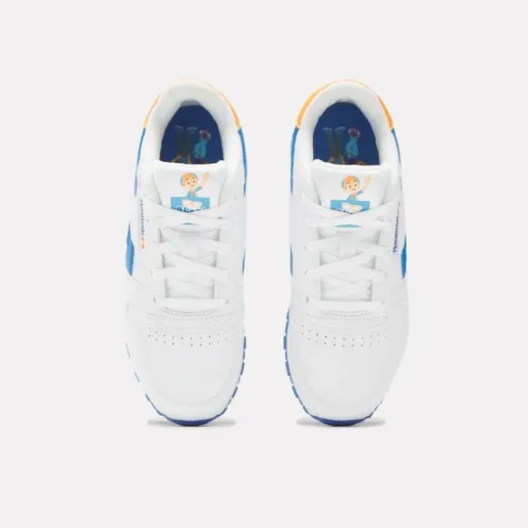 Little Kids' Shoes (sizes 10.5k-3) | Little Kids' Shoes (sizes 10.5k-3)^Reebok x Blippi Classic Leather Step 'N' Flash Shoes - Preschool White/Blue/Orange