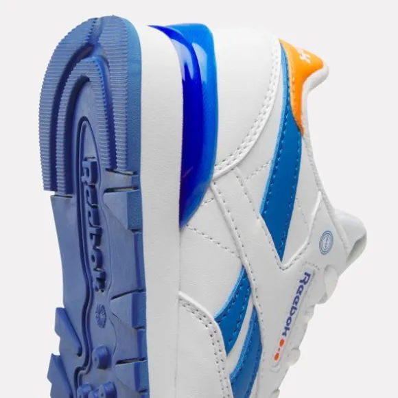 Little Kids' Shoes (sizes 10.5k-3) | Little Kids' Shoes (sizes 10.5k-3)^Reebok x Blippi Classic Leather Step 'N' Flash Shoes - Preschool White/Blue/Orange