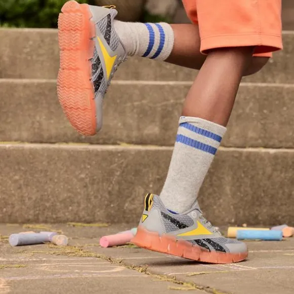 Little Kids' Shoes (sizes 10.5k-3) | Little Kids' Shoes (sizes 10.5k-3)^Reebok x Blippi Zig 'N' Glow Elastic Lace Shoes - Preschool Grey/Orange/Yellow