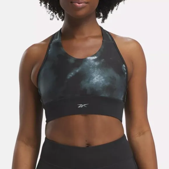 Trending: Matching Sets | Sports Bras^Reebok Running Allover Print Bra NightBlack