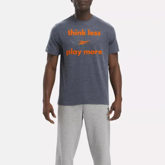 Tops & T-shirts | Tops & T-shirts^Reebok Think Less Play More T-Shirt NavyHeather/Orange