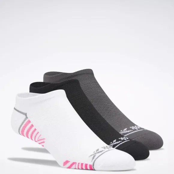 Socks^Reebok Zoned Cushion No-Show Socks 3 Pairs Black/White/Grey